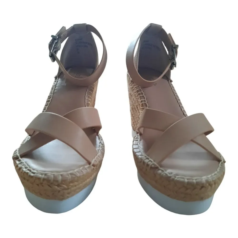 Charles David Beige Espedrille Platform Sandals